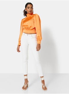 FEMME LUXE Open Back Satin Crop Top  - Image 4