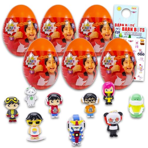 Ryan's World Ryans World Blind Egg Party Favors 6 Pack Bundle With Mystery Figures Stickers and Mini Figurines for Kids - Image 1
