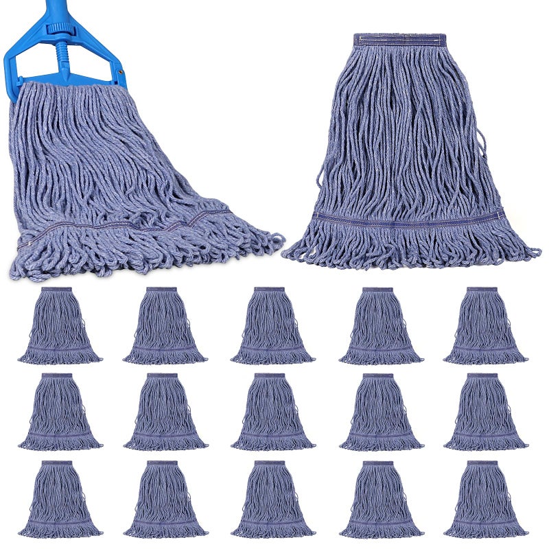 JERIA 16 Pack Heavy Duty Mop Head Replacements,String Mop Head for Commercial,Used for Home,Office and Kitchen,Washable,Reusable Mop - Image 1