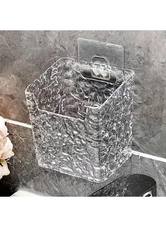 منظم أكريليك لفرش الأسنان والمناديل بتصميم مموج أنيق – رف تخزين جداري بدون حفر متعدد الاستخدامات للحمام وغرفة النوم وطاولة الزينة – حامل فرش مكياج وإكسسوارات وتنظيم مستحضرات التجميل – صندوق تخزين عملي وعصري لديكور المنزل والمكاتب والهدايا - Image 2