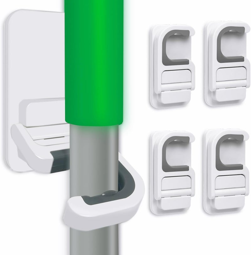 Tinkeep 4pack Broom Holder Wall Mount Mop Holder Broom and Mop Gripper Self Adhesive No Drilling Anti-Slip Mop Handle Hanger Household Cleaning Organizer, Holds up to 6 lb - Image 1