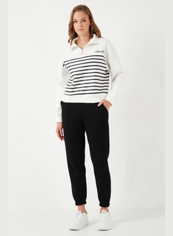 Lela Lela Stretch Oversize Fit Half Zipper Stand Collar Sweat Women's SWEAT 5865883