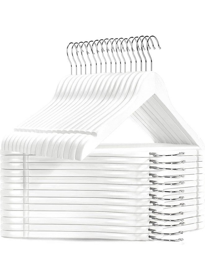 WHISKET WHISKET Premium Wood Hangers, Heavy Duty, White, Polished, 60 Pack (24 cm) for Coats, Suits, Jackets, Shirts, Blouses, Dresses, Pants, Skirts - Image 1