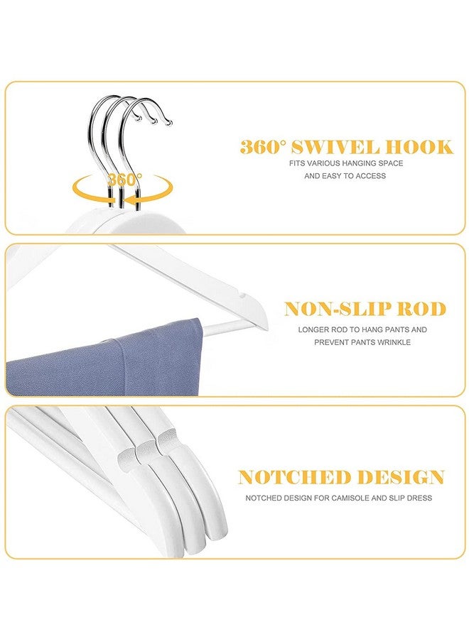 WHISKET WHISKET Premium Wood Hangers, Heavy Duty, White, Polished, 60 Pack (24 cm) for Coats, Suits, Jackets, Shirts, Blouses, Dresses, Pants, Skirts - Image 2