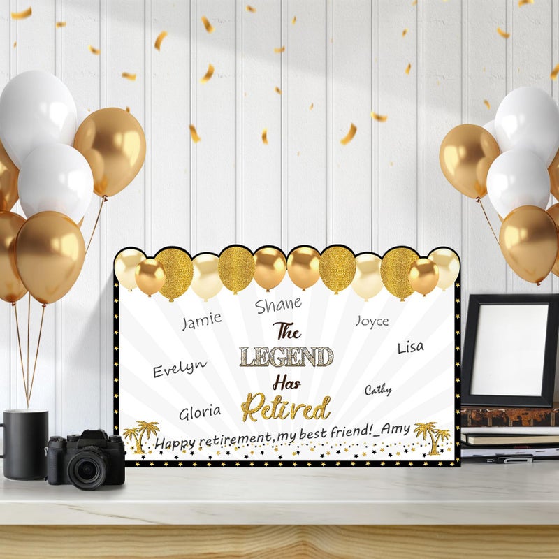 Uiorgui Retirement Card for Man Woman, Black Gold Large Retirement Card for Signing Jumbo The Legend Has Retired Guest Book Greeting Card with Envelope Retired Decorations Gift - Image 5