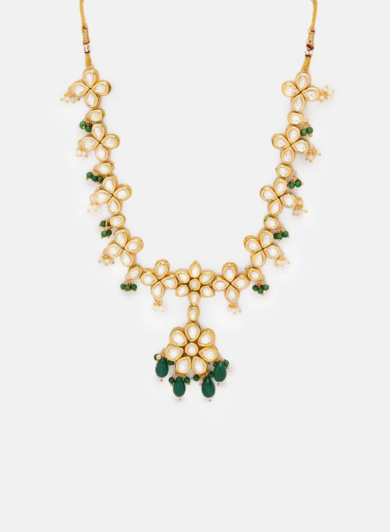 Priyaasi KundanStudded Beaded TripalStranded Handcrafted Jewellery Set
