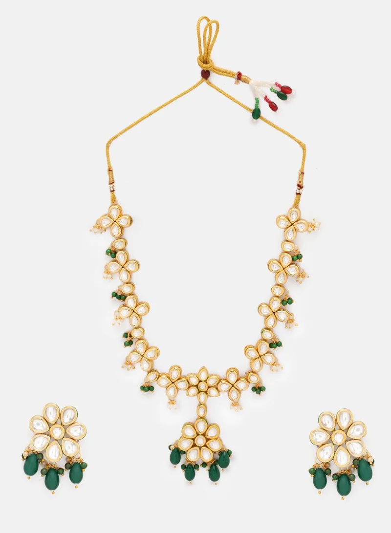 Priyaasi KundanStudded Beaded TripalStranded Handcrafted Jewellery Set