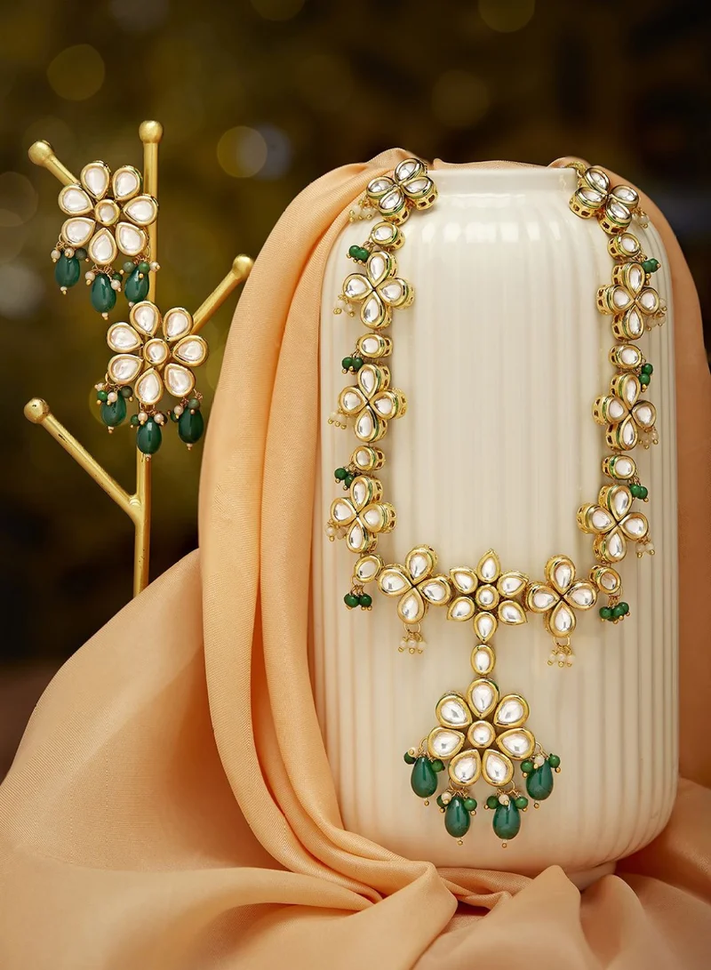 Priyaasi KundanStudded Beaded TripalStranded Handcrafted Jewellery Set