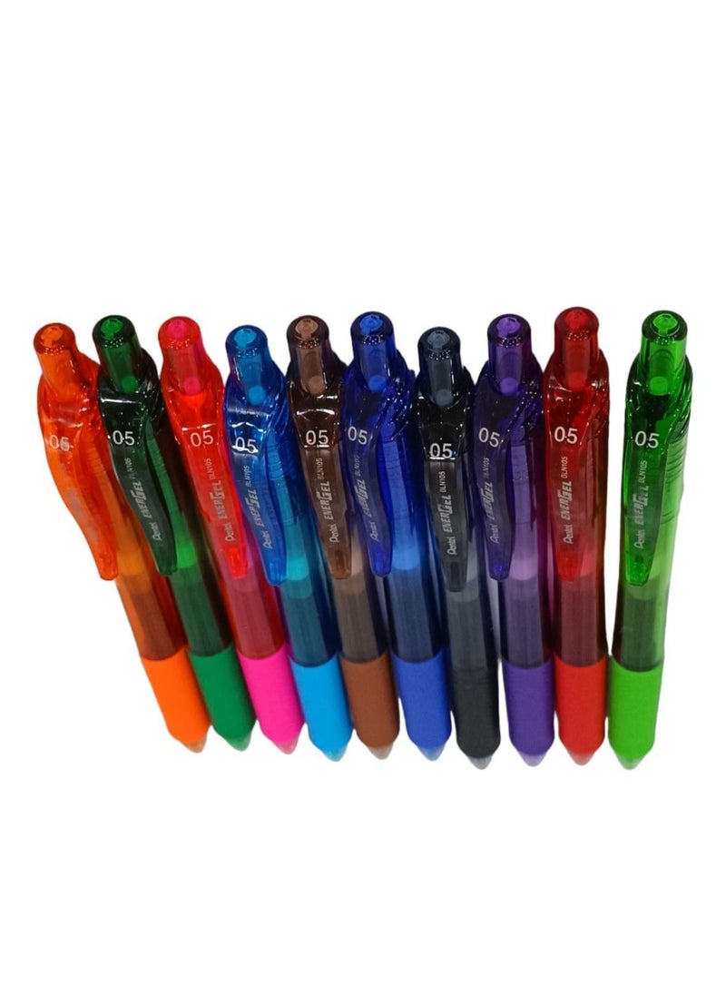 Pentel 10-Piece.  Gel Ink Roller Ball point pen  Set Multicolour  - Image 1