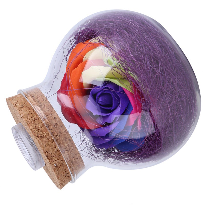 Color Changing Lamp: Purple Silk Rose Design - 3 LED Beads Remote Control RGB Lamp for Romantic Occasions, Home Bedroom Decor & Gifting - Image 1