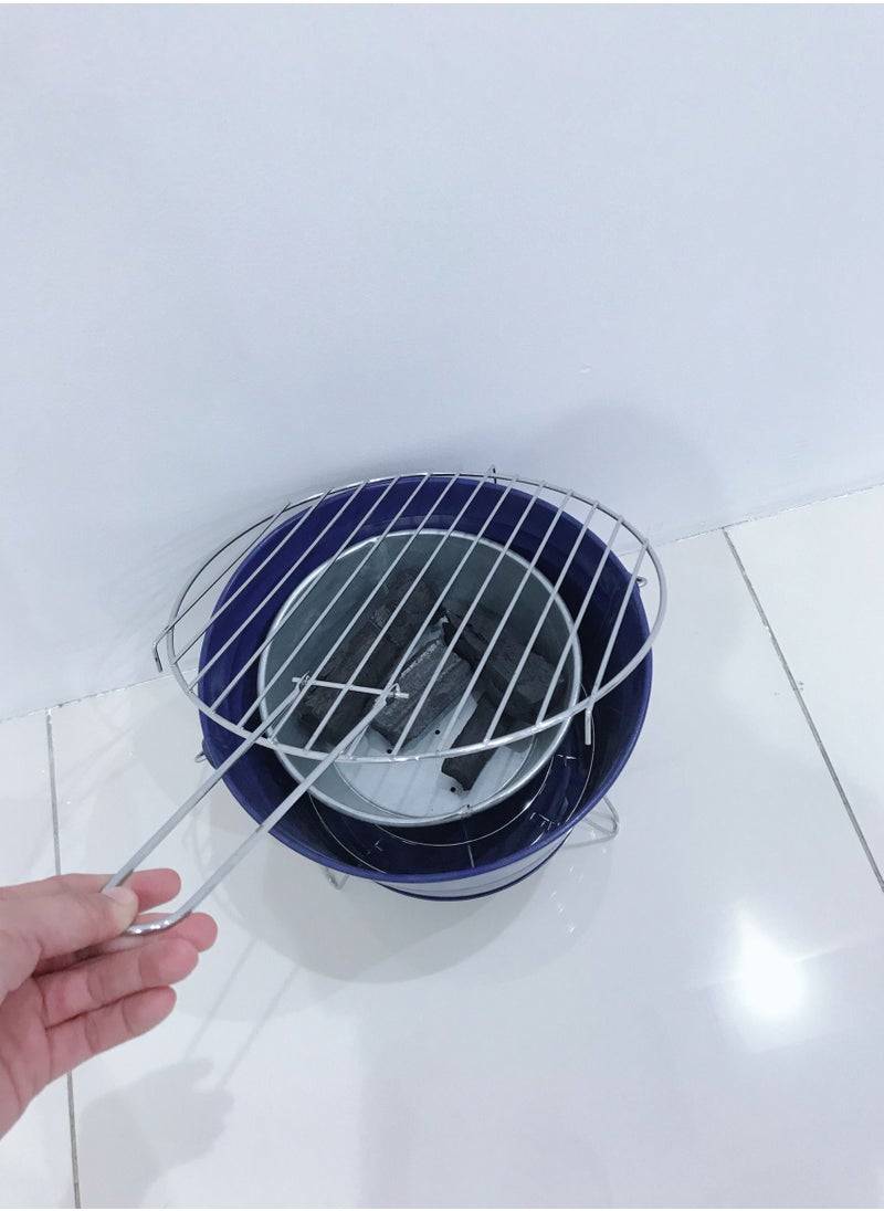Albawadi - Portable Charcoal Bucket Barbecue Grill Picnic Camping Round Steel BBQ Gril - Image 1