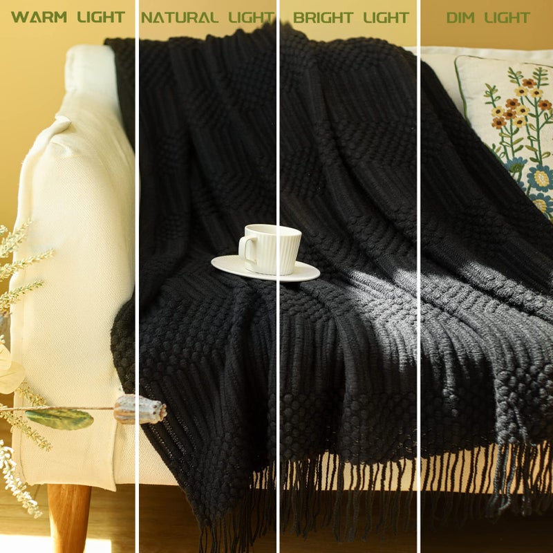 Blagic Knitted Throw Blanket for Couch  Bed and Sofa. Super Soft Blanket with Tassels  Black Throw Blanket  50 x 60 Inches Lightweight & Cosy Home Decor - Image 4
