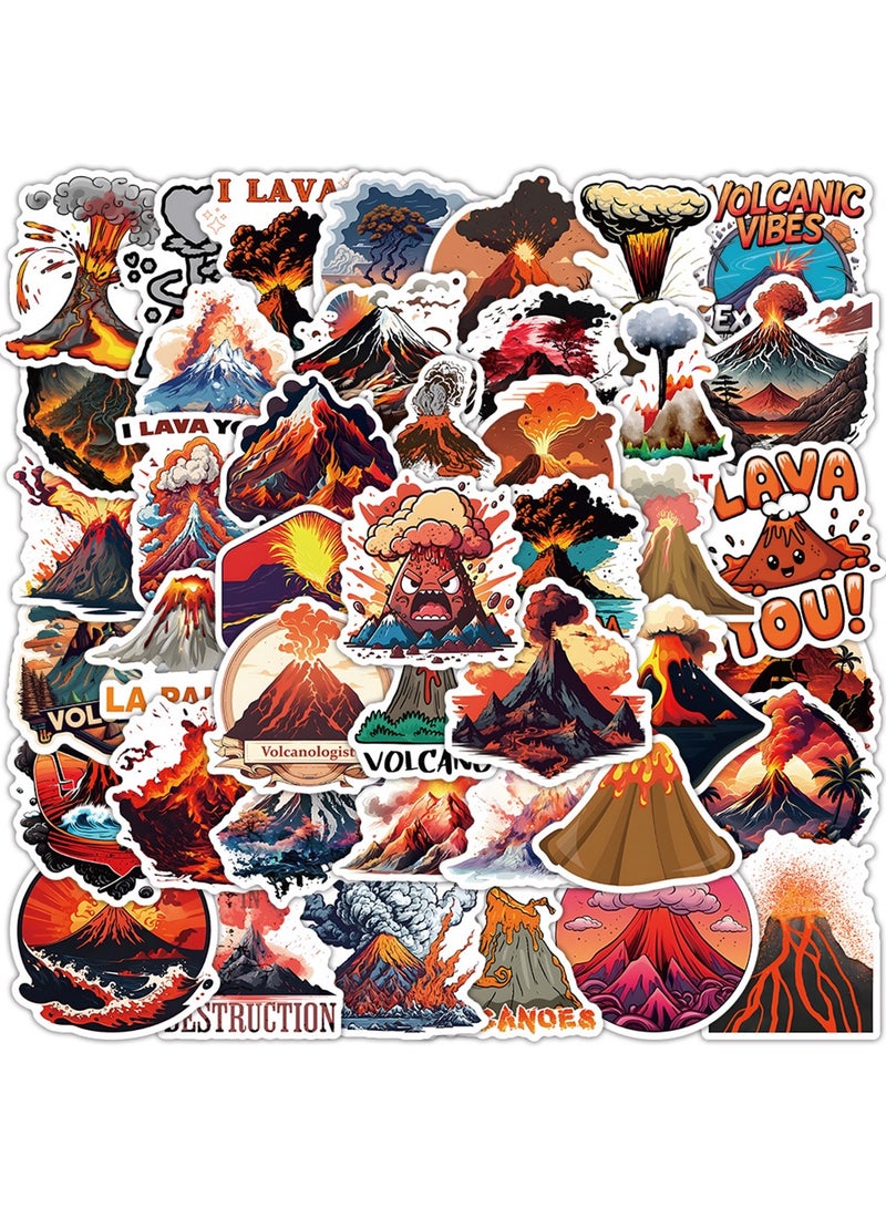 Volcano Decals 50PCs Magma Vinyl & Party Favor Stickers for Hydro Flask Laptop Water Bottle Kids Teens - Image 1