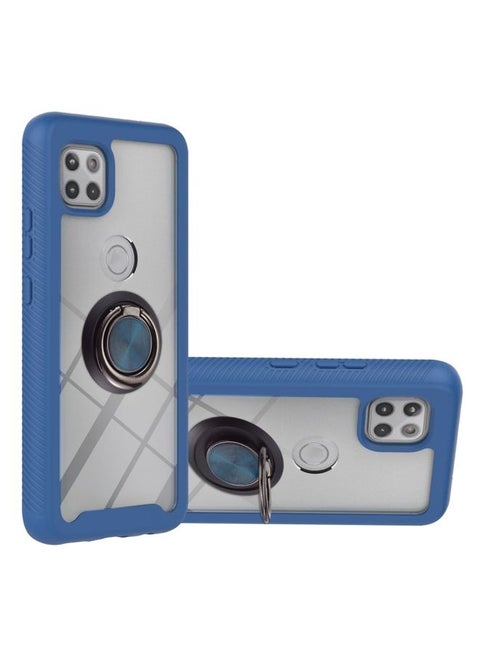 Case Cover For For Motorola One 5G Ace Starry Sky Solid Color Series Shockproof PC + TPU Protective Case with Ring Holder & Magnetic Function(Blue)