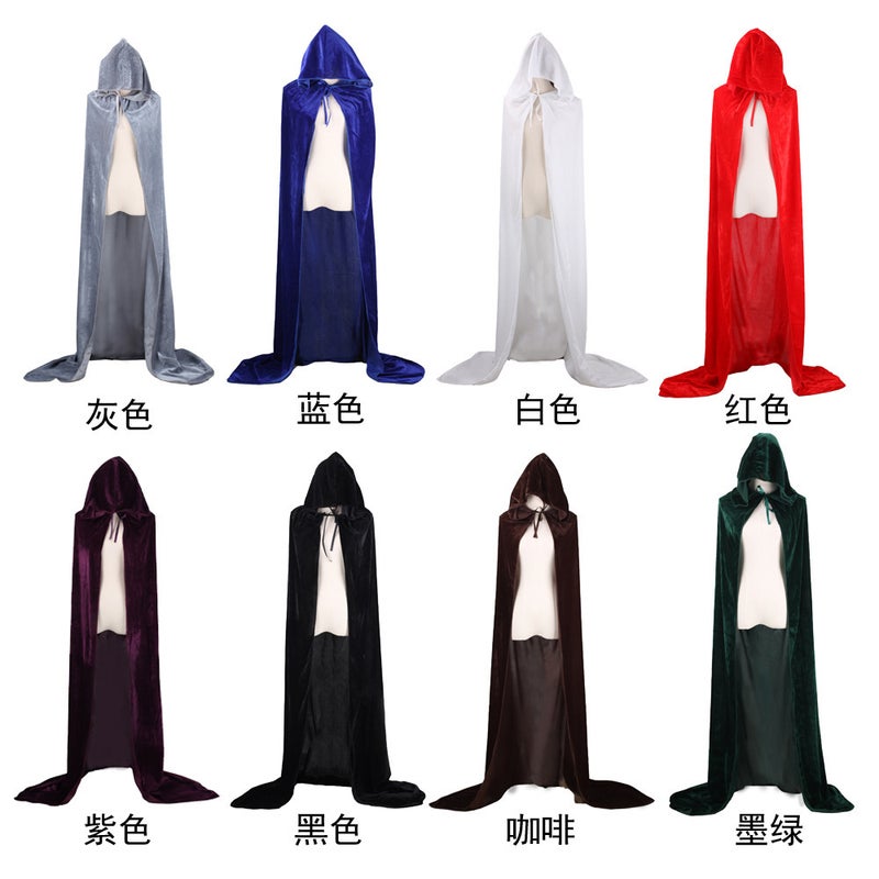 Halloween Adult Witch Cloak Children Dush Velvet Death Cloak Golden Velvet Wizard Makeup Costume - Image 2