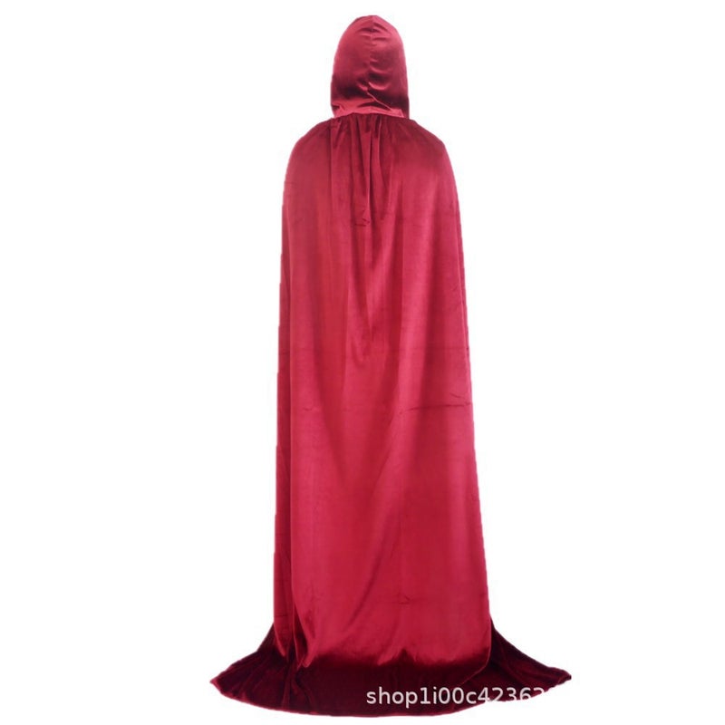 Halloween Adult Witch Cloak Children Dush Velvet Death Cloak Golden Velvet Wizard Makeup Costume - Image 5