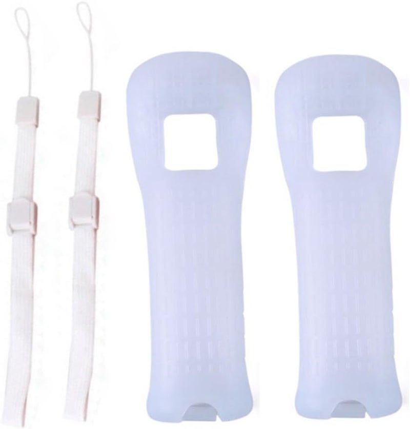 Ambertown 2 x White Silicone Skin Case Cover with Wrist Strap for Wii Remote - Image 2