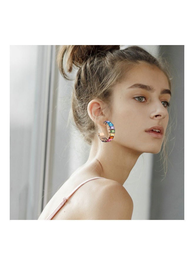 NIBEMINENT Rhinestone C Shape Ear Studs - Image 3