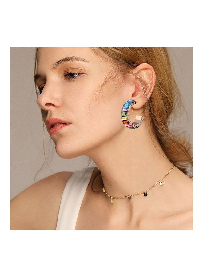 NIBEMINENT Rhinestone C Shape Ear Studs - Image 2