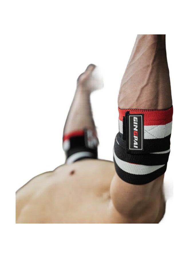 Gingpai Sport دعامة كوع جينغباي سبورت للياقة البدنية للرجال والنساء، دعم رياضي، رفع الأثقال، تدريب القوة، ضغط البنش، رفع الأثقال، شريط مرن، أحمر وأسود، عبوة من اثنين - Image 3