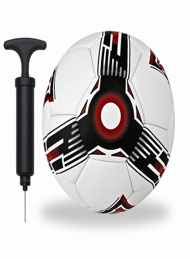 Professional Football Size 5 with Pump | PU Glossy Match Ball | Hand Stitched Soccer Ball for Adults Youth Men Women | High Air Retention Bladder | Durable Grip Water Resistant