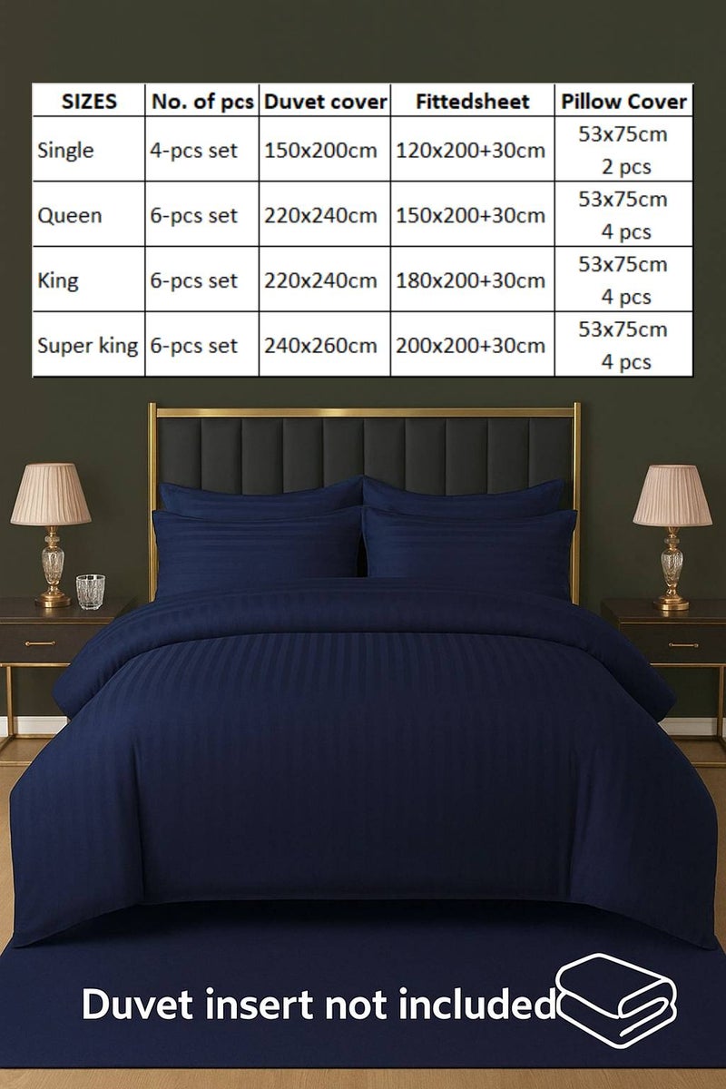 MAXQON 6-Piece Duvet Cover Set –King Size, Includes 1 Duvet Cover(220x240cm), 1 Fitted Sheet(180x200+30cm) 4 Pillowcases(53x75cm), Color Blue - Image 4