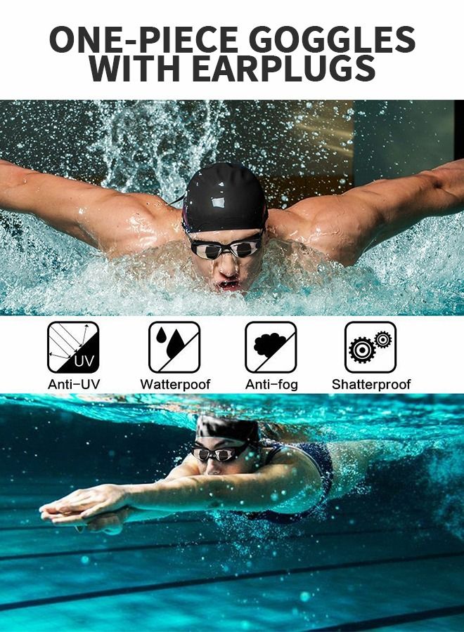 GROIC Swimming Goggles Set, Swim Cap Anti Fog UV Sunglasses Goggle Kit,Swimming Trunks,No Leaking with Nose Clip, Earplugs and Storage Bag,Swimming Suit  - Image 2