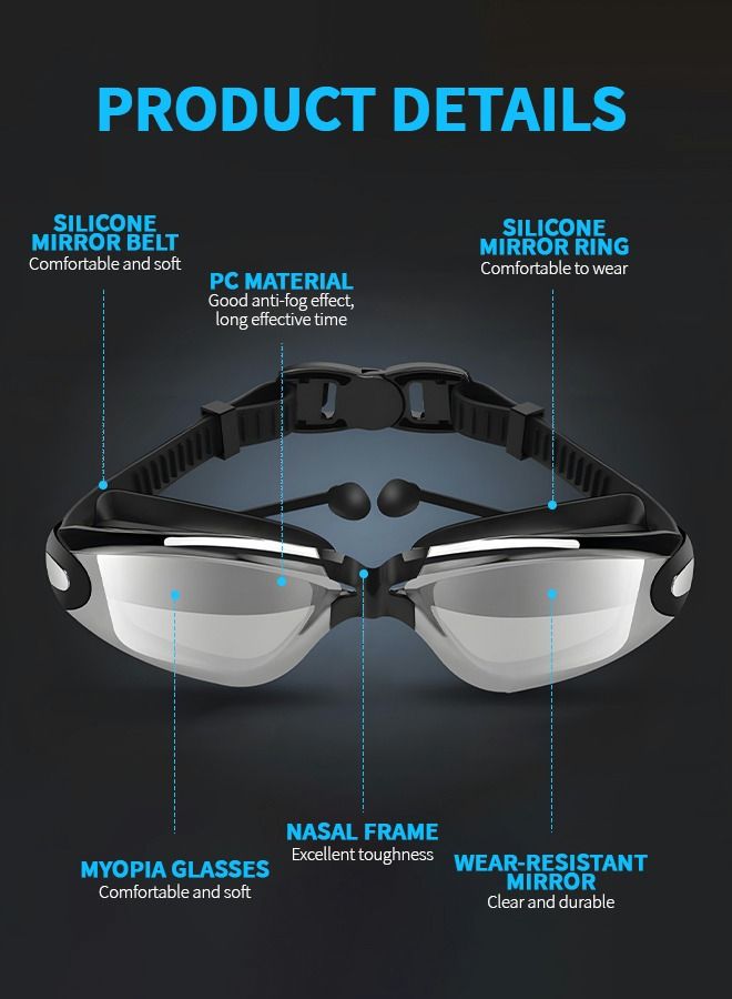 GROIC Swimming Goggles Set, Swim Cap Anti Fog UV Sunglasses Goggle Kit,Swimming Trunks,No Leaking with Nose Clip, Earplugs and Storage Bag,Swimming Suit  - Image 4