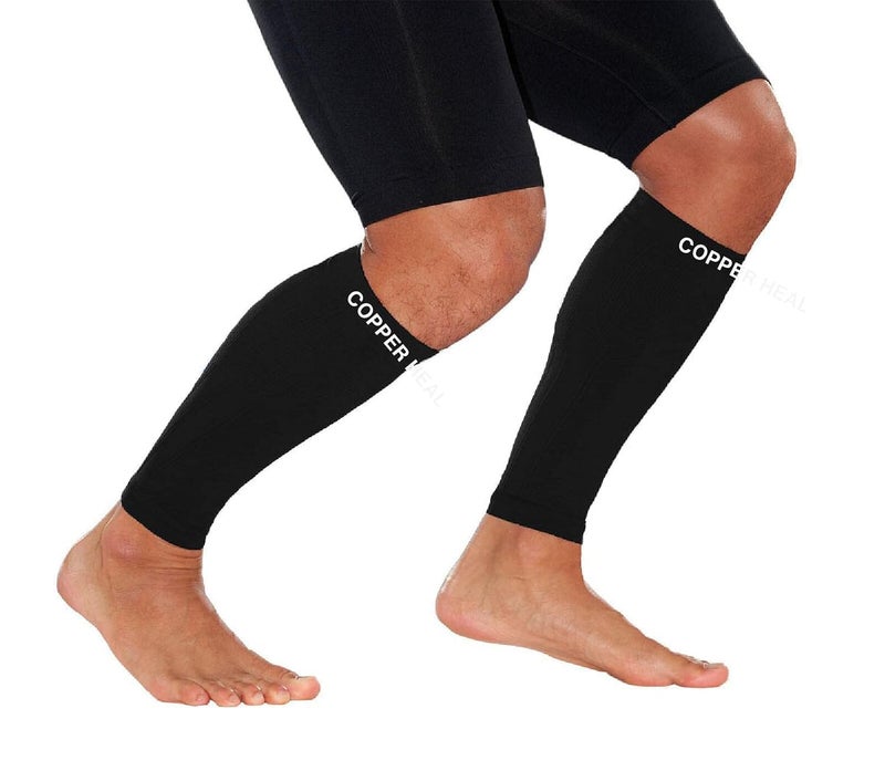 ATOOZED Copper Compression Calf Sleeve- Shin Support Socks for Relief from Leg Cramps, Shin Splints, Varicose Veins Injury Pain Guard - Recovery for Men & Women-Sports, Gym & Running - Image 3