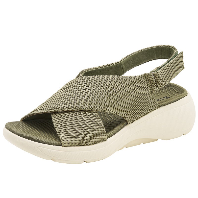 2024 Stylish Thick-Soled Sandals, Comfortable Anti-Slip, Casual Sports Magic Tape Womens Shoes Green