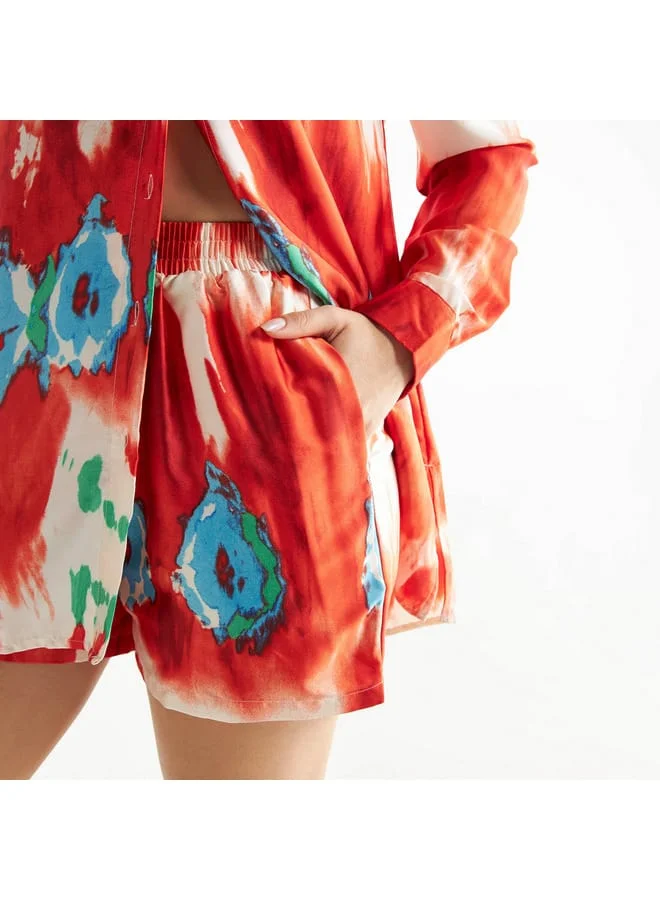 Splash FAV Tie-Dye Print Shorts with Elasticated Waistband and Pockets