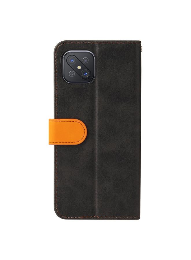 اس-توب جراب لهاتف OPPO A92S/A72 5G/A73 5G/A52 5G/Reno4 Z، جراب جلدي PU قابل للطي أفقيًا ومزين بخياطة ملونة مع حامل وفتحات للبطاقات وإطار للصور وحبل قصير - Image 3