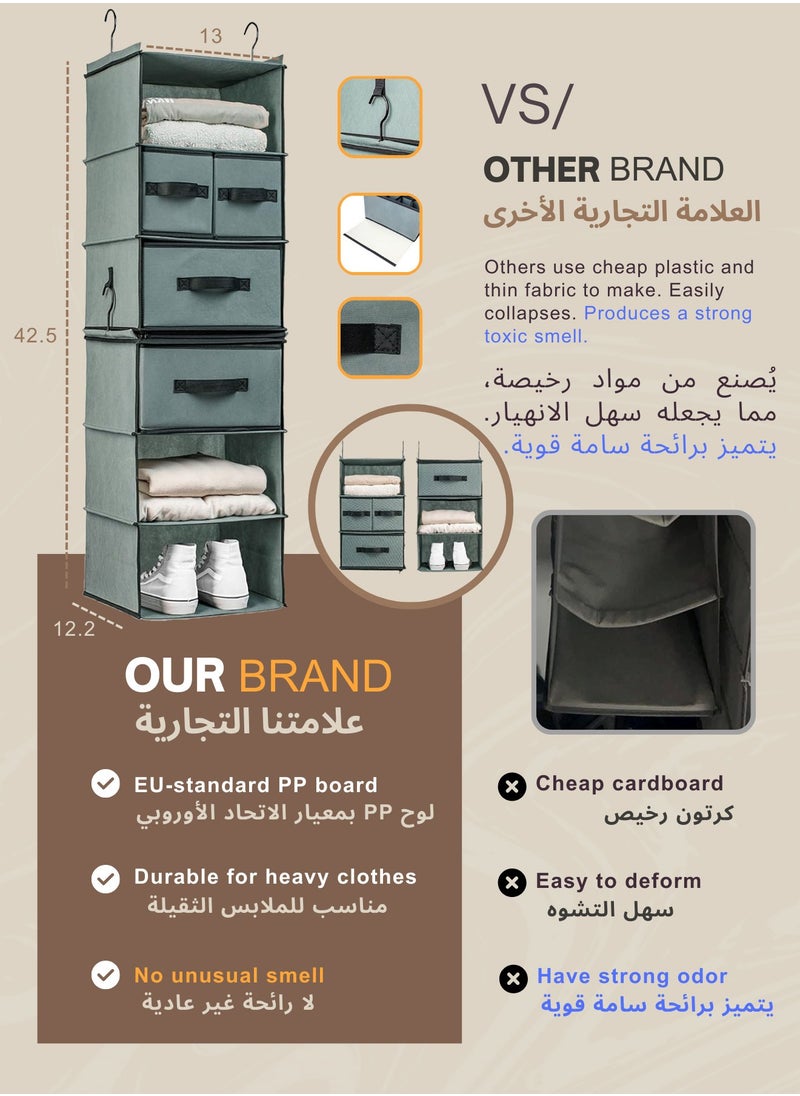 Aether's Collection - Premium 7 Pcs Hanging Closet Organizer with Adjustable 2-Part Design | Odor-Free | Ideal Cabinet Organizer for Clothes | Perfect for Wardrobes, Travel & More - Image 1