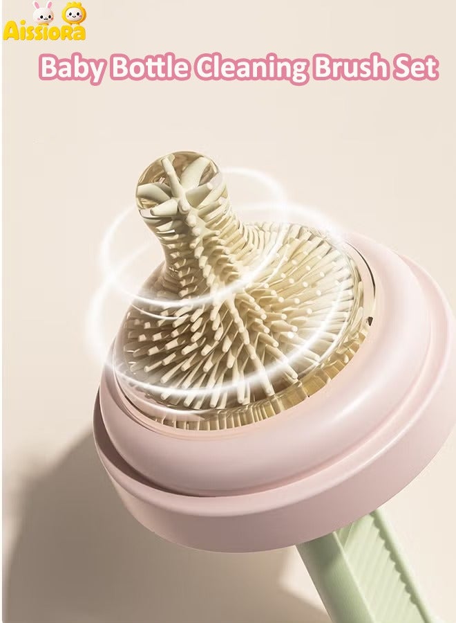 Aissiora Baby bottle cleaning brush set, 5-in-1 bottle cleaning brush, Multi functional bottle brush, Baby pacifier brush, Baby bottle cleaner, Comes with bottle drying rack and storage box - Image 3