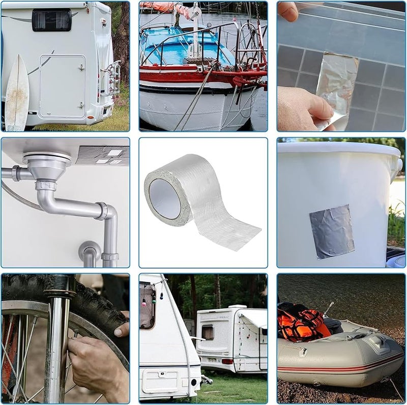 Butyl Rubber Tape Waterproof Sealant 3.54 Inch Silver for RV Car Boat Aluminum Repair - Image 3