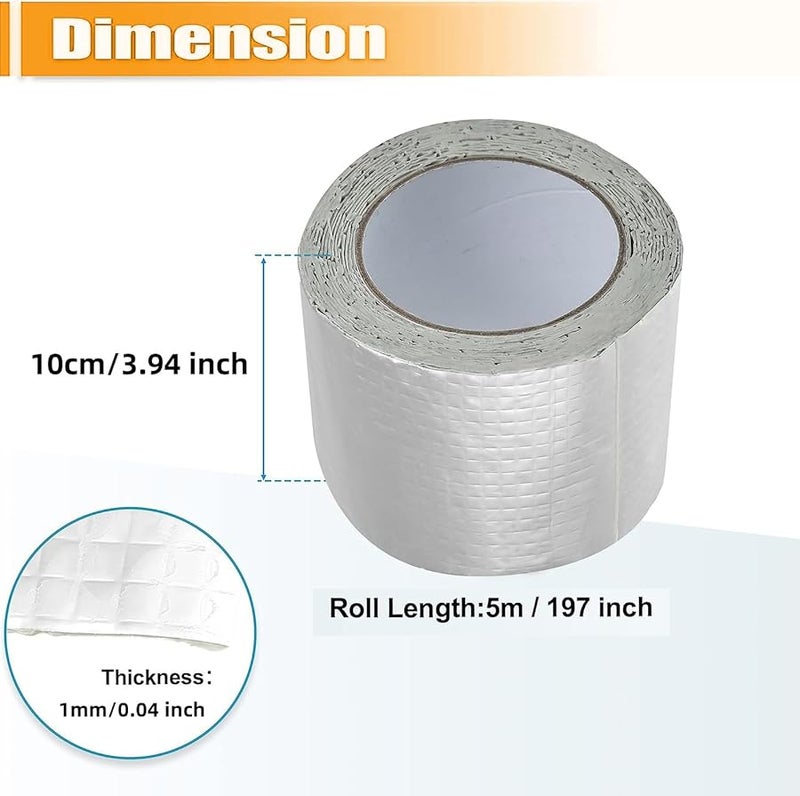 Butyl Rubber Tape Waterproof Sealant 3.54 Inch Silver for RV Car Boat Aluminum Repair - Image 4