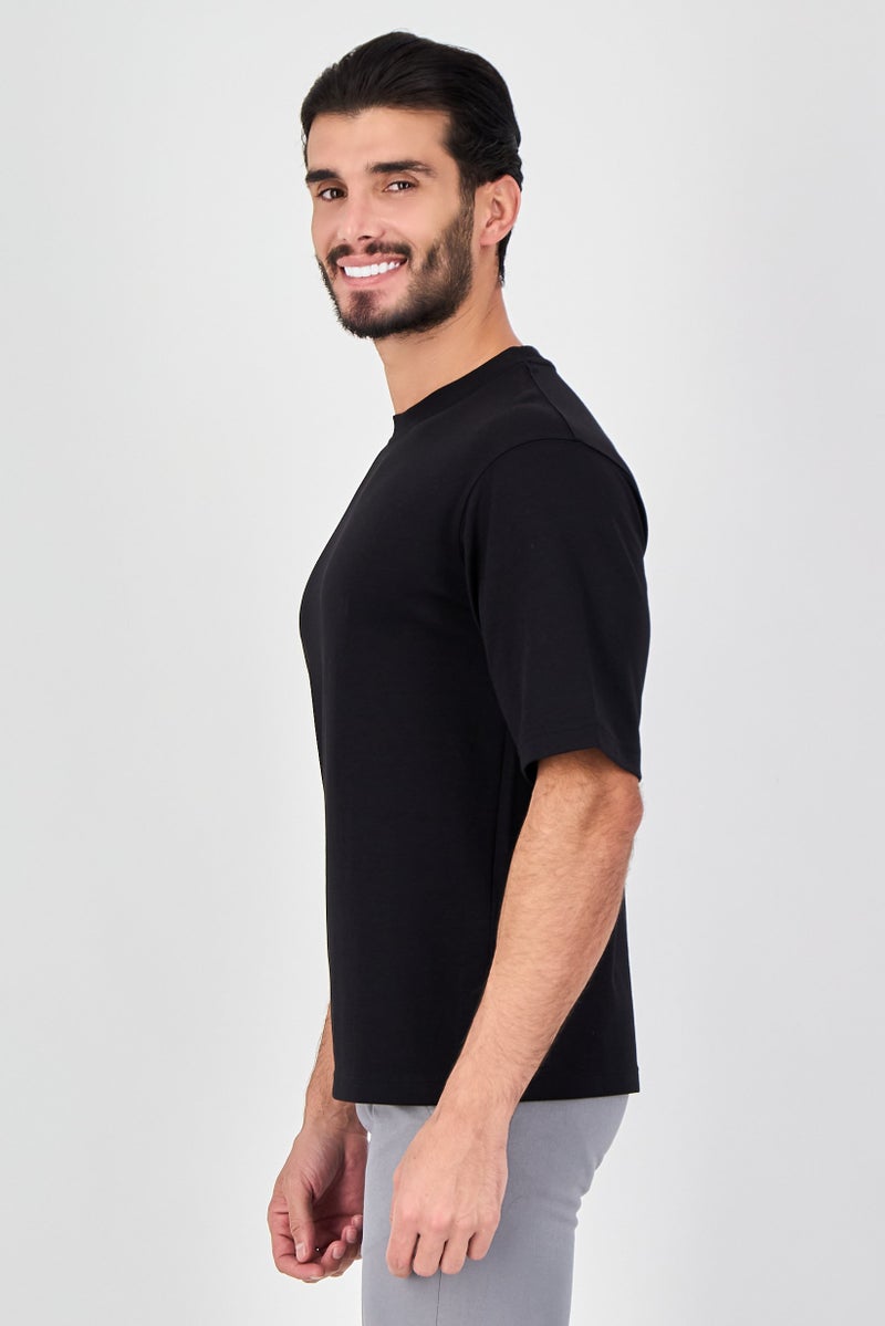 Celio Men Crew Neck Short Sleeve Plain T-Shirt, Black - Image 2