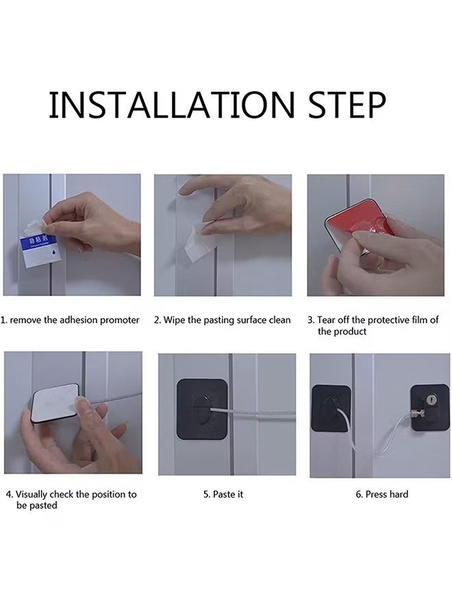 أوريتي حزمة من 4 كابل السلامة ثلاجة نافذة قفل مع مجموعة مفتاح - Image 4