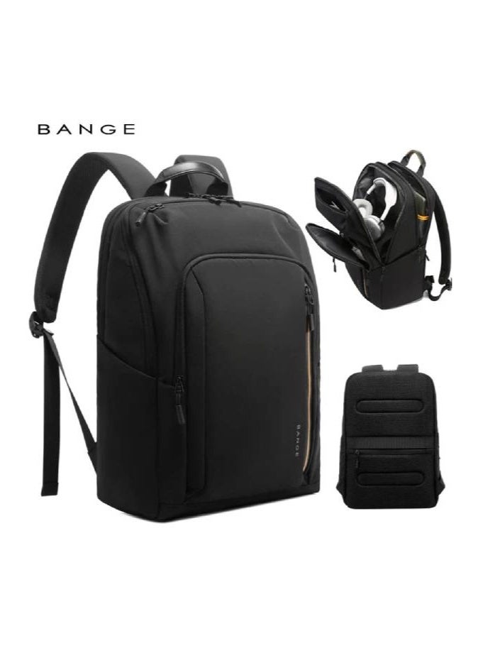بانجي حقيبة ظهر BANGE 7856 سوداء اللون، ناعمة وخفيفة الوزن ومقاومة للماء، للرجال، للاستخدام اليومي مع الكمبيوتر المحمول - Image 3
