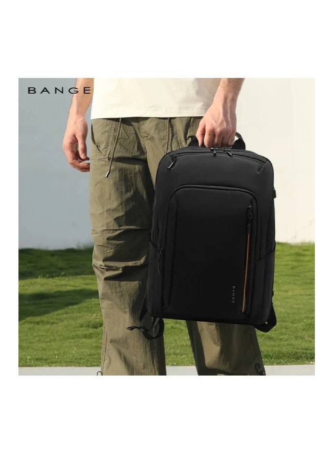 بانجي حقيبة ظهر BANGE 7856 سوداء اللون، ناعمة وخفيفة الوزن ومقاومة للماء، للرجال، للاستخدام اليومي مع الكمبيوتر المحمول - Image 2