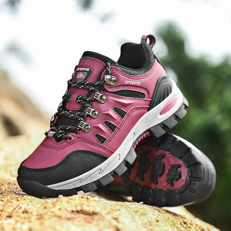 Cross-border plus size 2022 new autumn and winter mens and womens shoes hiking shoes outdoor couples sneaker plus size travel shoes YT-A20 rose red
