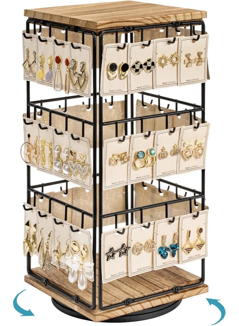 سوفام 360 منصة عرض قرط دوارة للبيع، حامل حامل منصة عرض قرط، منصة عرض مجوهرات للبائعين الذين يبيعون بطاقات القرط، قلائد، أساور، ملحقات شعر (48 صنارة) - Image 1