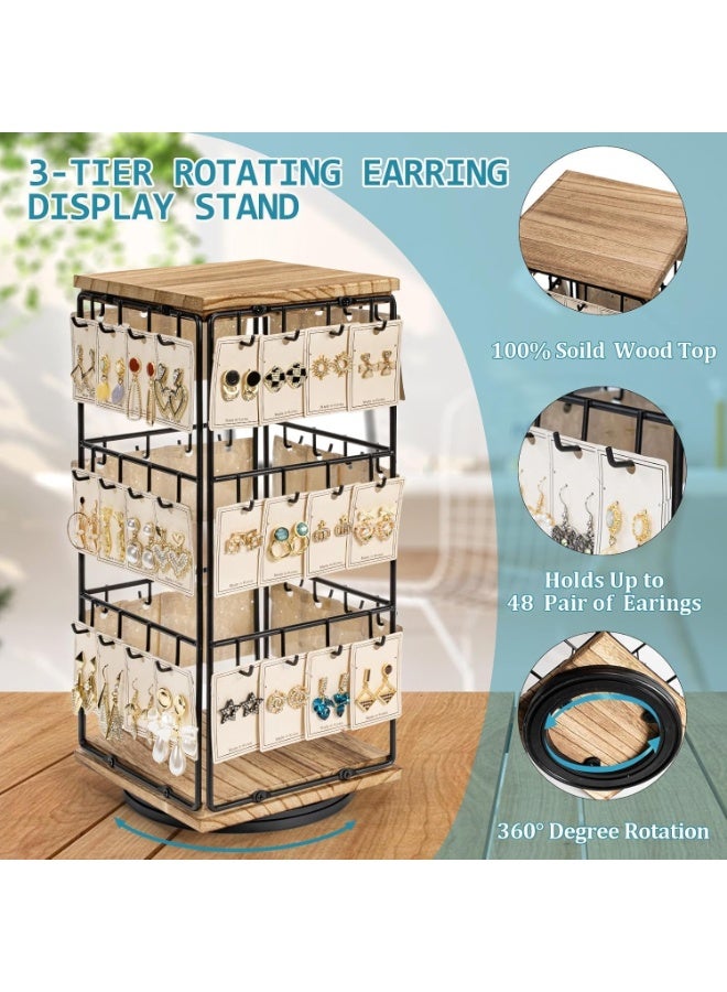 سوفام 360 منصة عرض قرط دوارة للبيع، حامل حامل منصة عرض قرط، منصة عرض مجوهرات للبائعين الذين يبيعون بطاقات القرط، قلائد، أساور، ملحقات شعر (48 صنارة) - Image 2