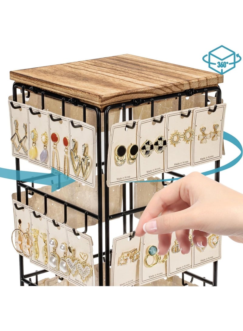 سوفام 360 منصة عرض قرط دوارة للبيع، حامل حامل منصة عرض قرط، منصة عرض مجوهرات للبائعين الذين يبيعون بطاقات القرط، قلائد، أساور، ملحقات شعر (48 صنارة) - Image 3