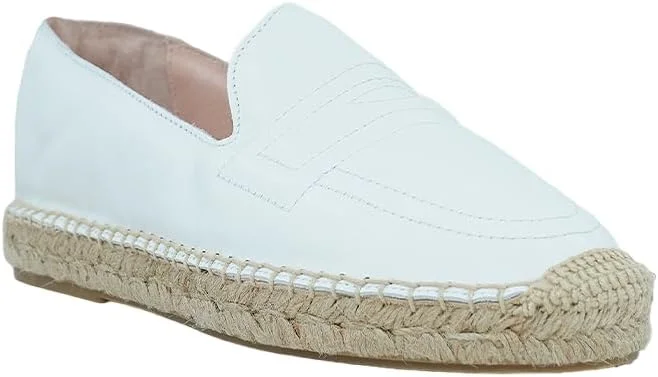 Hush Puppies HUSH PUPPIES White Leather Espadrille Slip-Ons