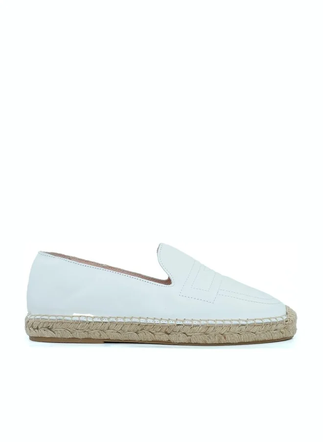 Hush Puppies HUSH PUPPIES White Leather Espadrille Slip-Ons