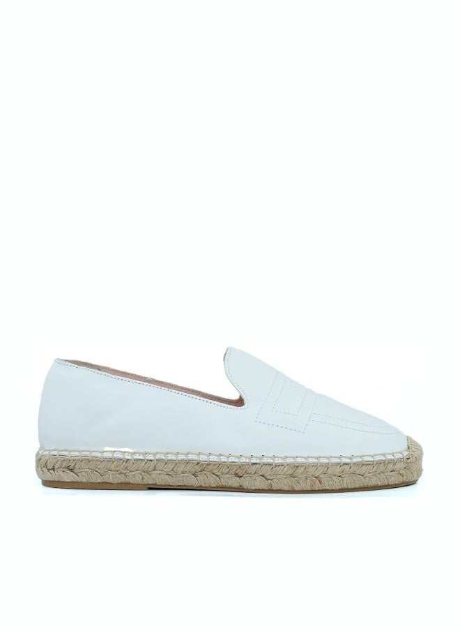 HUSH PUPPIES White Leather Espadrille Slip-Ons - Image 1