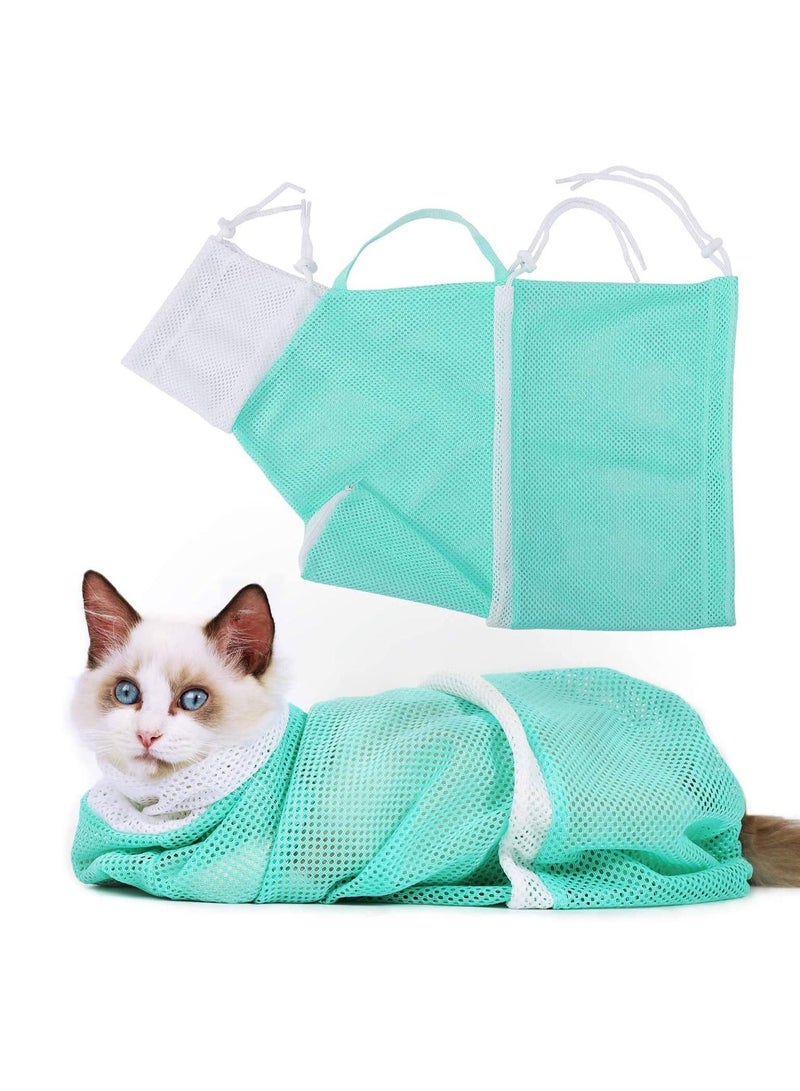 Cat Shower Net Bag Cat Grooming Bathing Bag Adjustable Cat Washing Bag - Image 1