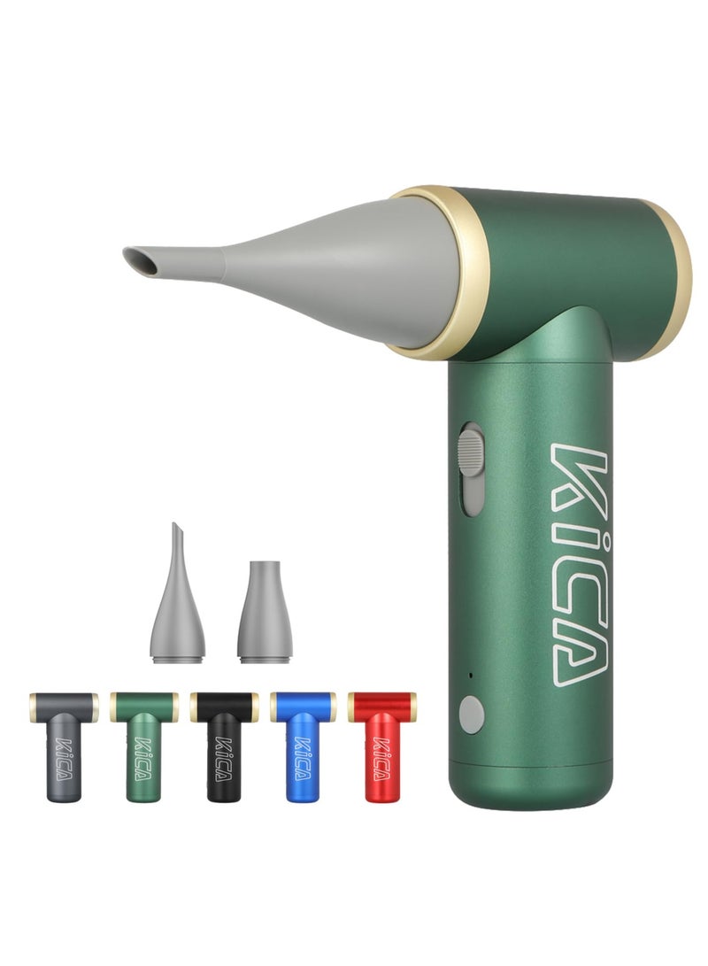 كيكا "منفضة الهواء الكهربائية KiCA Jet Fan 2.0 - 100,000 دورة في الدقيقة - أداة تنظيف متعددة الأغراض للكمبيوتر ولوحة المفاتيح وعدسة الكاميرا والتخييم والشواء والسيارة والمزيد - فوهة مطورة وعمر البطارية - بديل يمكن للهواء - أخضر"  - Image 1