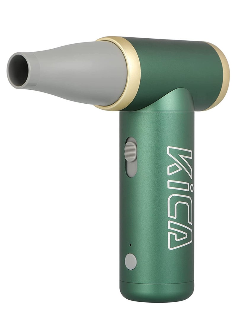 "منفضة الهواء الكهربائية KiCA Jet Fan 2.0 - 100,000 دورة في الدقيقة - أداة تنظيف متعددة الأغراض للكمبيوتر ولوحة المفاتيح وعدسة الكاميرا والتخييم والشواء والسيارة والمزيد - فوهة مطورة وعمر البطارية - بديل يمكن للهواء - أخضر"